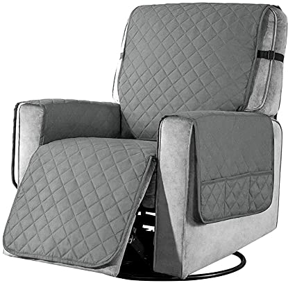 YancLife Sesselschoner mit Taschen, Sesselschoner für Fernsehsessel 1 Sitzer Taschen Sesselüberwurf Waschbar Sesselschutz Haustieren für Zuhause mit Kindern und Haustieren Hund - Small/Hellgrau