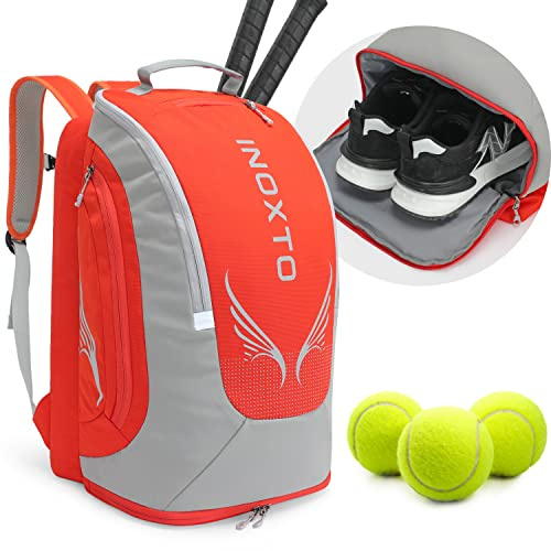 INOXTO Borsa da tennis da 40 litri per donne e uomini, grande zaino da tennis può contenere 2 racchette da tennis, borsa da pickleball impermeabile e traspirante, con spazio indipendente per scarpe
