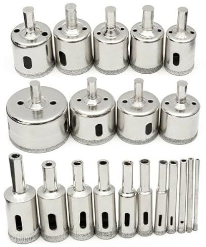 20Pcs Diamond Coated Core Drill Bit Set 3-50mm Hole Saw Cutter for Glass Marble Granite