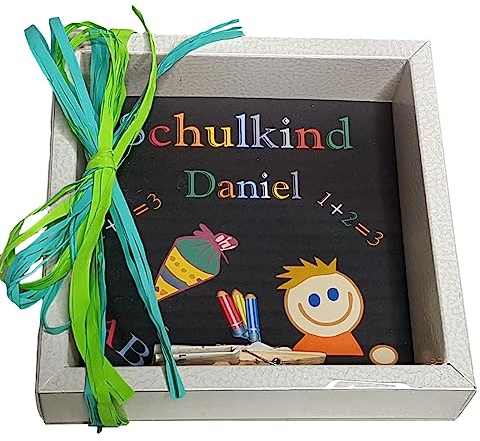 Geldgeschenk Verpackung Einschulung Schulanfang Junge mit Namen personalisiert