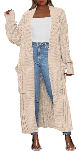 Caracilia Long Cardigans for Women Fall Open Front Cable Knit Sweaters