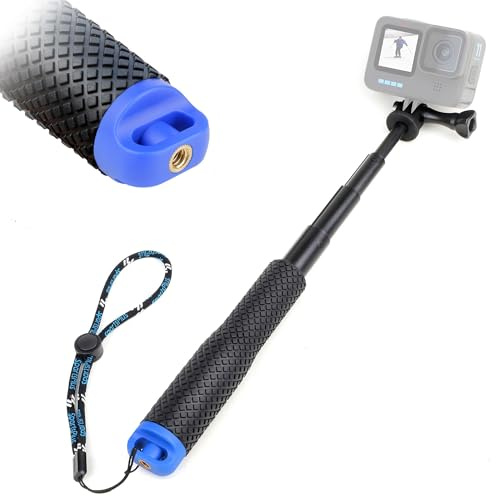 YALLSAME 7''-23'' Waterproof Selfie Stick for GoPro 1-13 DJI Action Camera | Aluminum Handle Grip Monopod Portable Extension Pole for GoPro Mission Lit Hero 13 12 11 10/AKASO/Osmo Action 6 5 Pro 4