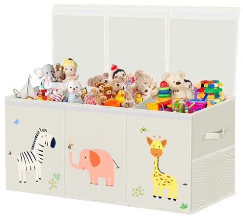 Extra Large Toy Box Storage for Boys Girls - Collapsible Toy Chest Organizer for Kids,Toy Bin Container with Lid and Handles for Clothes,Blanket,Nursery,Playroom,Bedroom,Stuffed Animals,Quilt(Beige)