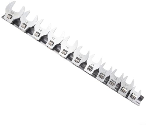 HpLive 11 Stück 10-22 mm metrischer Krähenfuß Maulschlüssel Satz mit offenem Ende, 3/8 Zoll-Antrieb Schraubenschlüsselset