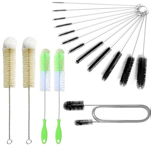 VOVCIG Shisha Reinigungsset mit 16 Bürsten,Flaschenbürste,Kleine Reinigungsbürste Für Kaffeevollautomat,Strohhalm Bürste Set,Pfeifenreiniger Bürste,Milchschlauchbürste,Flaschenbürste Dünn