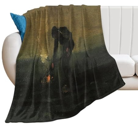 Vincent Vangogh -Peasant Burning Weeds Fleece Throw Blanket for Bed Couch Sofa 300GSM Super Soft and Warm Flannel Blankets Home Decor 50x60