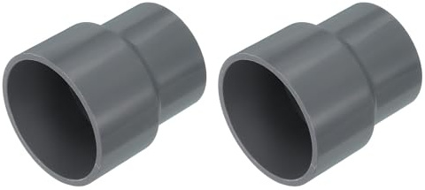QUARKZMAN 2 Stück PVC Gerade Rohrverbinder, 50mm x 40mm Reduzierverbinder Reduzierstück Rohrverschraubung Rohrkupplung Adapter für Garten Bauernhof Bewässerung Wasserrohr Armaturen, Grau