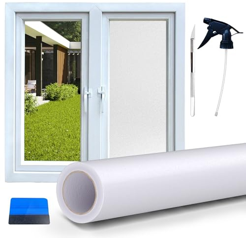 Perfect Cover Sichtschutz Fensterfolie - Fensterfolie Anti Sichtschutz Mit Wischer Und Messer - Klebefolie Fenster Mit Statischer Haftung - Anti-UV, Blickdicht - Für Badezimmer Küche, Wohnzimmer Büro