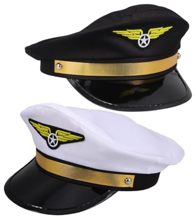 Ipetboom 2stücke Verstellbare Und Pilotenmütze Für Cosplay Halloween Und Mottopartys Stilvolle Yacht-accessoires Mit Gesticktem Abzeichen Für Theateraufführungen Und
