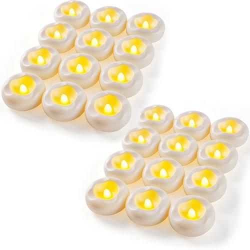 Schwimmende Kerzen - 24 weiße wasserdichte LED-Wasserkerzen - geeignet für Schwimmbäder/Hochzeiten/Vasen/Heimdekoration (5CM*2.5CM)