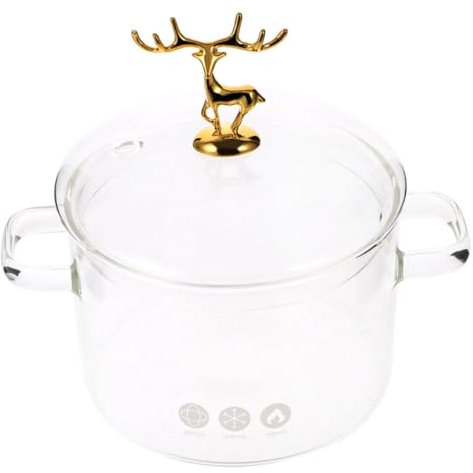 BEBEMOKO Pentola Per Zuppe Borosilicato Con Coperchio e Manici Doppia Funzione Per Pasta e Stufati Capacità Per Cucina Domestica e Occasioni Speciali