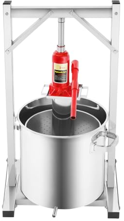 JLYNOWPT 5.82 Gal/ 22L Hydraulic Fruit Press, 3 Ton Fruit Wine Press with Filter Bucket Hydraulic Jack Juicer Hand Squeezer with Bracket Home Use Grape Apple Wine Cider Juice Press