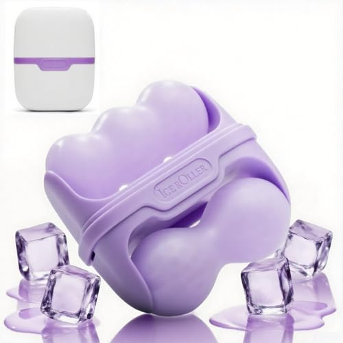 BRYN Ice Roller Visage Réutilisable, Rouleau de Massage pour Visage et Yeux, Décongestion Instantanée, Raffermissant, Rétrécit les Pores, Améliore l'Élasticité de la Peau (Violet)