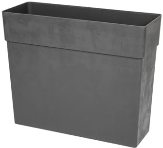 Kreher XXL Sichtschutz-Pflanzkübel mit Rollen – 80x29x65 cm, wetterfest, Naturstein-Optik in Anthrazit, Braun oder Weiß, mit Entwässerungssystem und Rollen! (1, 80 cm Anthrazit)