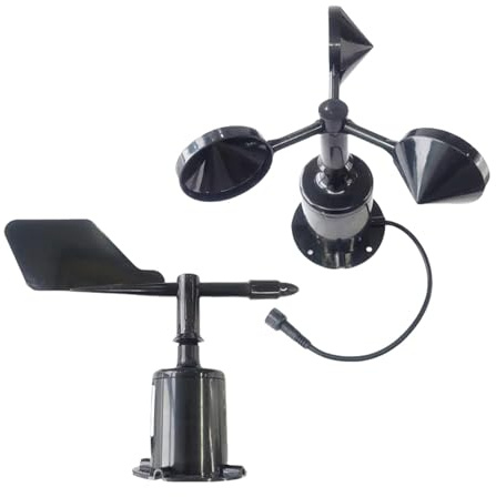 IndusTradCorp 60m/s Weather Station, Outdoor 3 Cup Anemometer Sensor, Output RS485 4-20MA 0-5V 0-10V Polycarbon Fiber Wind Speed Wind Direction Sensor(0-5V Kit)
