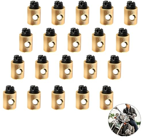 20 Pièces Câbles et Gaines de Frein Vélo, 5x6mm Serre Cable Serre-câble D'accélérateur Universel en Laiton Câbles D'accélérateur de Moto Compatible avec Divers Véhicules et Outils de Jardinage