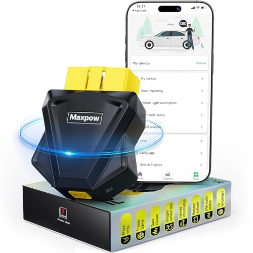 Maxpow OBD2 Scanner Diagnostic Tool - Wireless Bluetooth Car Fault Code Reader for iOS Android, Vehicle Health Check, Engine Inspection 1