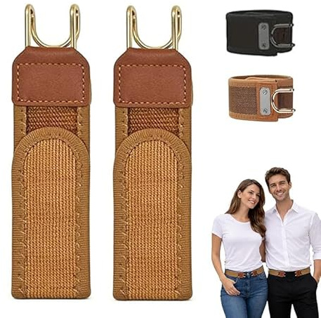 Genérico Cinturón sin Hebilla, Cinturón Elástico Táctico con Gancho Metálico, Cinta Mágica Ajustable sin Hebilla Edc Band, para Hombre Mujer (Brown)