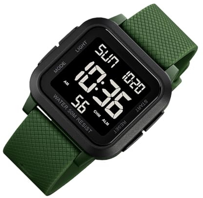 Relojes deportivos para hombre, 4 cm, poliuretano ABS, pantalla LED resistente al agua, reloj de pulsera deportivo, ideal para aventuras al aire libre, correr