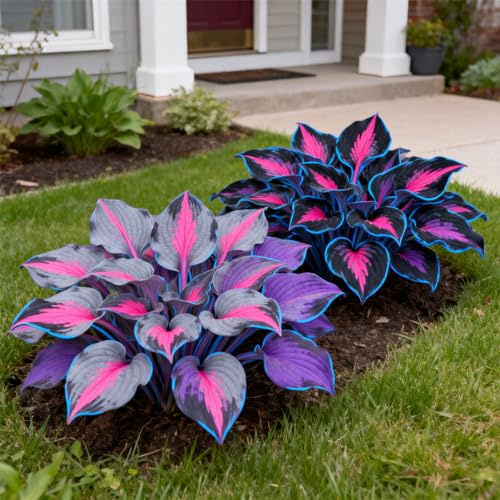 MehrjäHrige,Hosta Dauerwüchsig Winterfest/Farbenfrohe Funkien-Rhizom In GroßPackungen,Kältefeste dauerhafte,Fachgerecht Gepflanzt,GartenverschöNerung-4Rhizome-D
