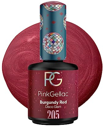 Pink Gellac Gel Nagellack UV, Veganes Nagelgel - 205 Burgundy Red 15 ml | Gelnagellack für UV Lampe, Einfache Anwendung Nail Polish für 14 Tage Salonqualität, Gellack Made in Holland