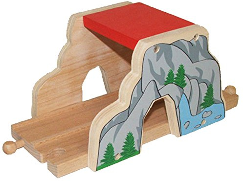 Tunnel aus Holz - 2 spurig - für Holzeisenbahn - passend für alle gängigen Schienen-Systeme - z.B. Brio/Heros/Eichhorn/IKEA u.v.m. - Eisenbahn Zubehör -..