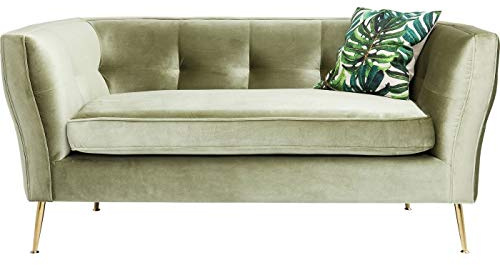 Kare Design Rimini, 2-Sitzer Sofa, Kiefer Massivholz, Grün, Sitzhöhe 47cm, Samt Look, Mid-Century Look, Couch, Wohnzimmer, (H/B/T) 76x170x86cm