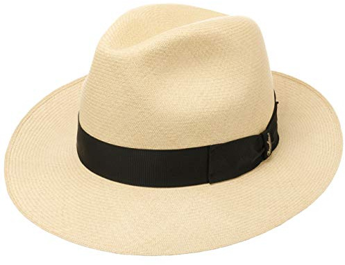 Borsalino Panama Bogart Hat Premium Men - Made in Italy Sun Straw with Grosgrain Band Spring-Summer Summer - 58 cm Nature