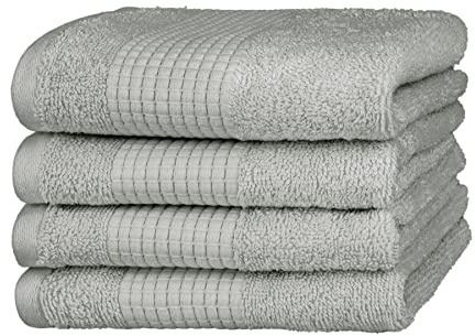 Merana Rome Handtuch Set | saugstark, weich und fusselfrei | Frottier Luxus Qualität | 100% Baumwolle | Oeko-TEX | 590 GSM (Dolphin Grey, 4 x Gästetücher (30x50cm))