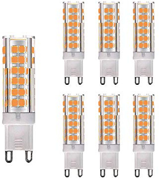 OUGEER 6 Stück G9 7W LED Glühbirnen Ersatz 60W Halogenlampe G9 700 Lumen, Warmweiß 3000k, Keramiksockel, Nicht Dimmbare Glühlampe für die Beleuchtung zu Hause,Kapselbirnen