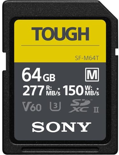 Sony 64GB SF-M series Tough specification UHS-II U3 V60 SDHC Digital Memory Card Card - Read 277MB/s Write 150MB/s SFM64T