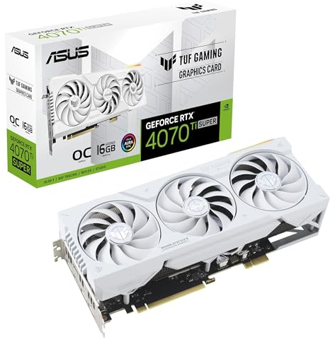 ASUS TUF Gaming NVIDIA GeForce RTX 4070 Ti SUPER BTF White OC Edition Scheda Video 16 GB GDDR6X, NVIDIA DLSS3, Ventole Axial-tech, Auto-Extreme, GPU Tweak III, Bianco, TUF-RTX4070TIS-O16G-BTF-WHITE