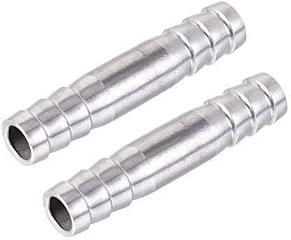 sourcing map Barb Hose Fitting, 10x50mm Straight Coupler Tubing Connector for Water Fuel Air Oil Gas, Polishing 304 Stainless Steel, Pack of 2