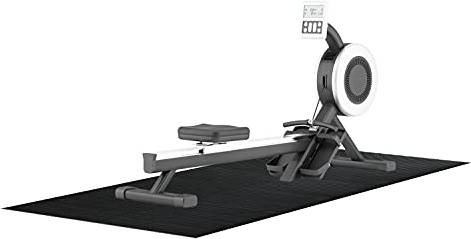 Extra Lange rutschfeste Trainingsmatte – 2,5 m, schwarz, wasserdicht, große Matte für den Einsatz unter Laufband oder Rudergerät, Fitness- und Fitnessgeräte, Doppelpolster, Harter Boden