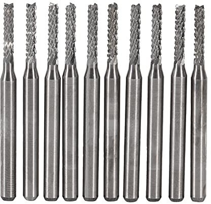 Tyenaza Fresa Cilindrica Doppio Taglio, 10 Pezzi, Carburo, Senza Finitura, Centrata, 2mm, 3.175mm, 37mm