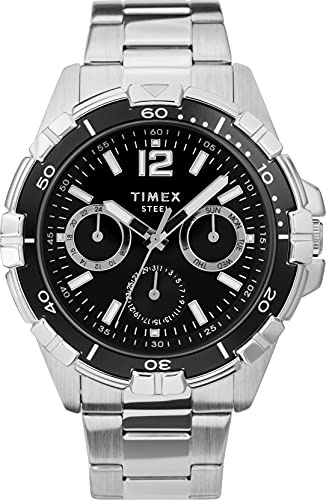 Timex Classics 44.5mm Multifunktionsuhr für Herren, Edelstahlarmband, Multifunktionsuhr