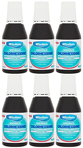 6 x Wisdom Chlorhexidine Antibacterial Alcohol Free Mint Mouthwash 175ml