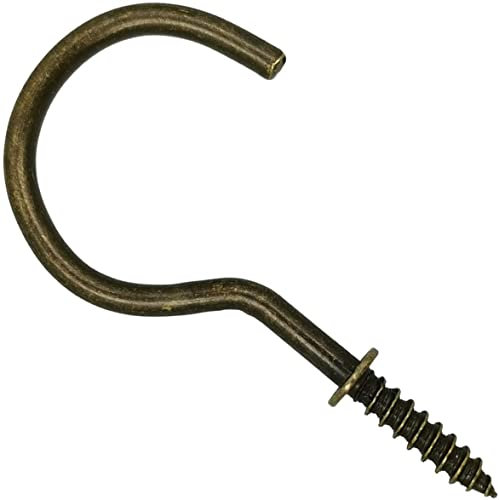 HirrWill 5,1 cm langer Antik Bronze Tassenhaken, großer Schraubhaken, 5,1 cm Antik Messing Deckenhaken, Weihnachtslicht- und Pflanzenaufhängerhaken, Vorhangkrawatte, Innen- und Außenhaken, 20 Stück