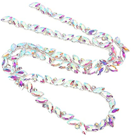 Kristall Trim Kette, Glas Aufnähen Schließen Kette für Handwerk Nähen DIY Schmuck Hochzeitsdekoration(AB-Farbe)
