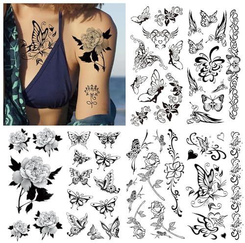 Temporäre Tattoos Erwachsene, Schmetterling Arm Fake Tattoo | 3D Klebe Tattoo Aufkleber, Klebetattoos Erwachsene, Damen Tatoos, Festival Karneval
