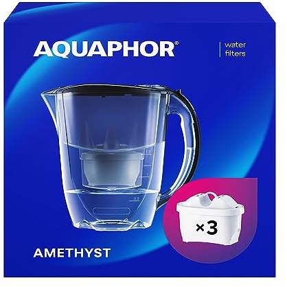 AQUAPHOR Carafe filtrante Amethyst avec (3) Filtre Maxfor+ 200L - 2,8 L - Noir