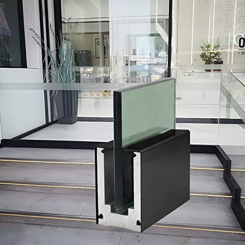 Poteau Garde Corps Verre Pince Entretoise De Rail De Base D'escalier En Aluminium Pour Panneaux De Verre/plastique PVC/bois De 12-17mm, Atterrissage Noir Autour De La Pince De Support De Panneaux
