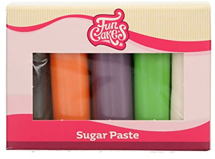 FunCakes Sugar Paste Fondant Multipack, Halloween, 5x100 g | Einfach zu bedienen, glatt, flexibel, weich und biegsam, perfekt zum Dekorieren von Kuchen, halal, koscher und glutenfrei