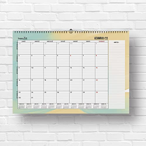 Schreibtischkalender für Monat 2023 | HappyMots | 32x47cm | 16 Monate - September 2022 bis Dezember 2023 | Platz zum Schreiben und Notieren | Bequem, praktisch und motivierend | Wandkalender