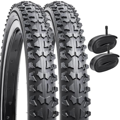 YunSCM 2-pack 18 tum cykeldäck 18 x 1,95 ETRTO 54-355 med 2-pack 18 tum cykelrör 18 x 1,75/2,125 AV32 mm ventil kompatibel med 50-355 18x1,90 18x1,95 18x25 .0 mountainbike Däck och slangar