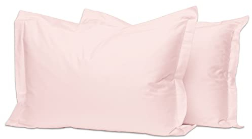 Pizuna 400 Fadenzahl Baumwolle Oxford Kissenbezug 50 X 75 Helles Rosa, 2-teilig 100% langstapelige Baumwolle weiche Mako-Satin weben luxuriös Nur Kissenbezug mit 5cm Rahmen und 20cm Klappe