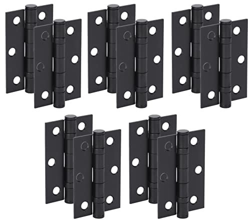 HANDLEZONE® Door Hinges 5 Pairs 76mm / 3 inch Ball Bearing, with Screws - Black Matt