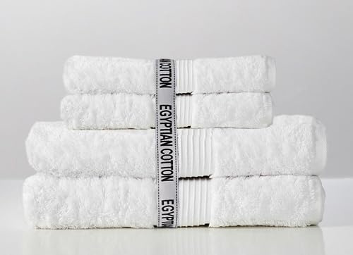 Handtuch Set Giza LINE Handtücher aus 100% ägyptischer Baumwolle 4-teiliges (Weiß)