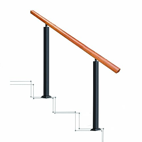 Yqyc Geländer Außen, Treppengeländer Für Den Außenbereich, Passend Für 2 Oder 3 Stufen Holzhandlauf, Übergangshandläufe Für Betonstufen Oder Holztreppen (Color : H-85cm, Size : L-100cm)