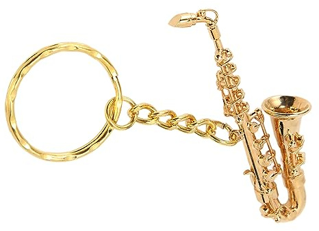 Porte-clés Pendentif de Saxophone Mignon, Modèle de Saxophonem Miniature en or, Ornement Suspendu en Laiton, Décoration de Porte-clés D’instrument de Musique Mini Mignon